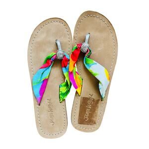 NEW NWT Jams World Flip Flop Sandals Rhinestone Jeweled 7M Tropical Beach